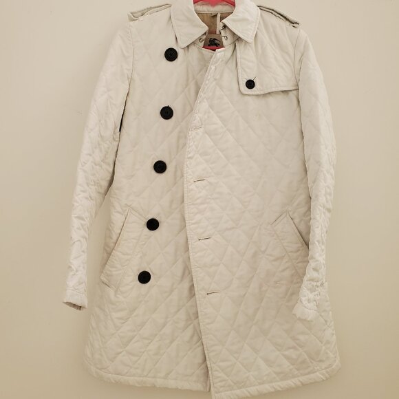 Burberry Mid-Length White Quilted Coat - Picture 1 of 11